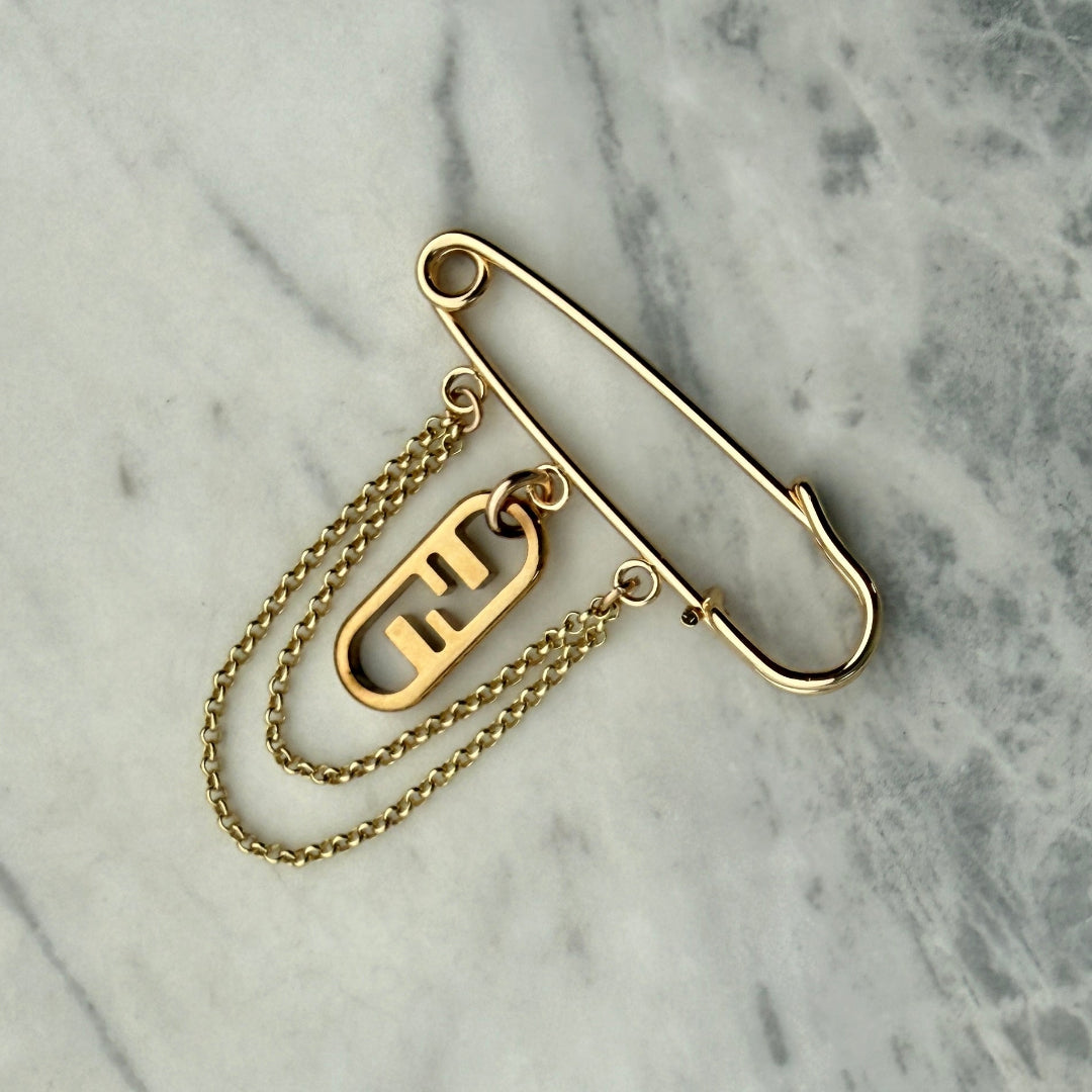 Gold Logo Brooch