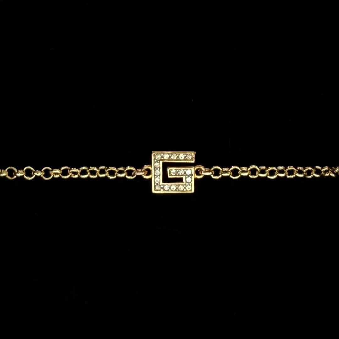 Gold Rhinestone Logo Bracelet