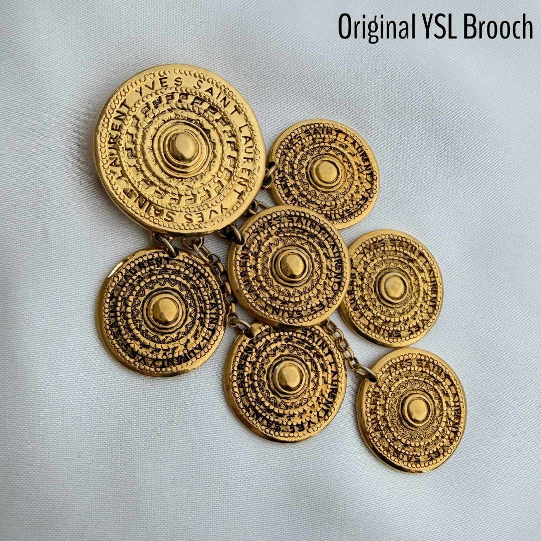 Gold Stamped Medallion Brooch
