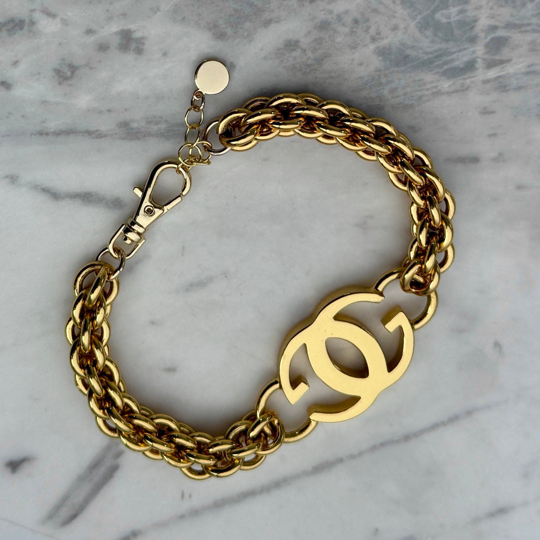 Statement Gold Logo Bracelet