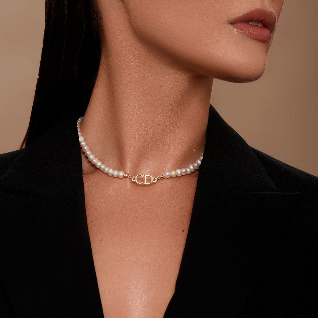 Gold Logo Pearl Choker