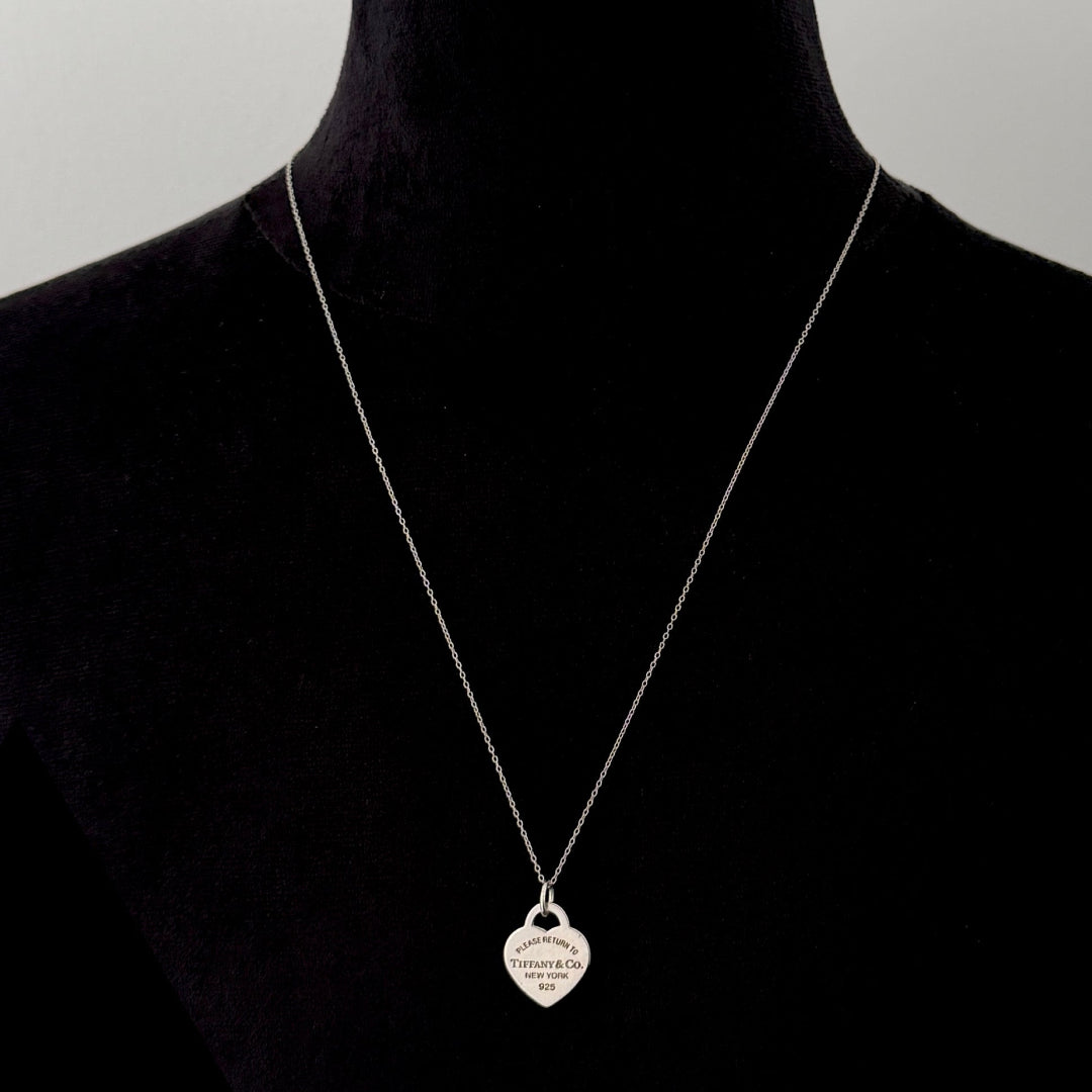 Medium Silver Heart Charm Necklace