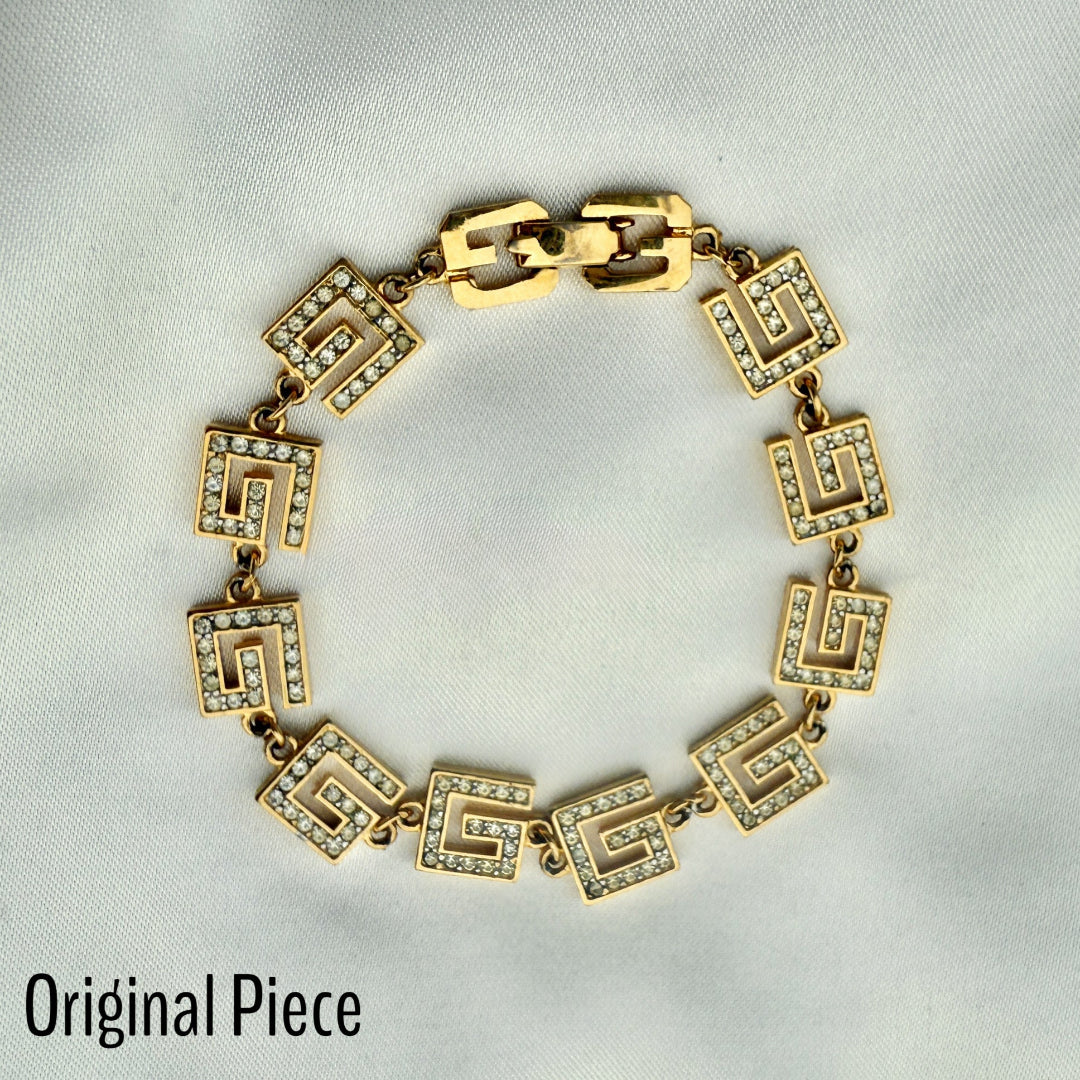 Gold Rhinestone Logo Bracelet