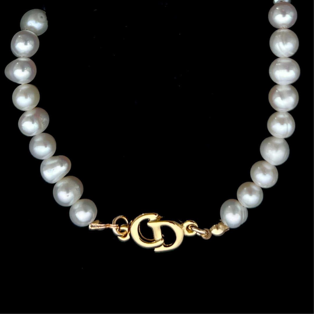 Gold Logo Pearl Choker