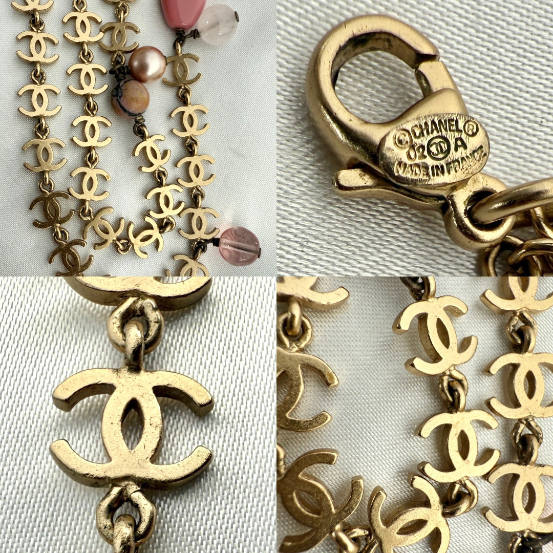 Small Light Gold Logo Earrings with Pearl Drops