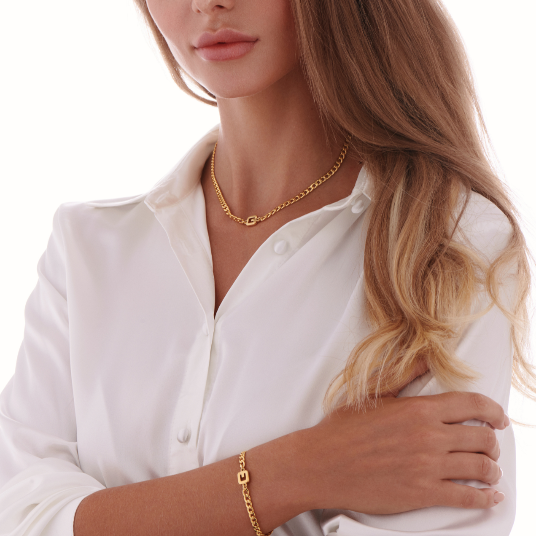 Gold Logo Cuban Bracelet