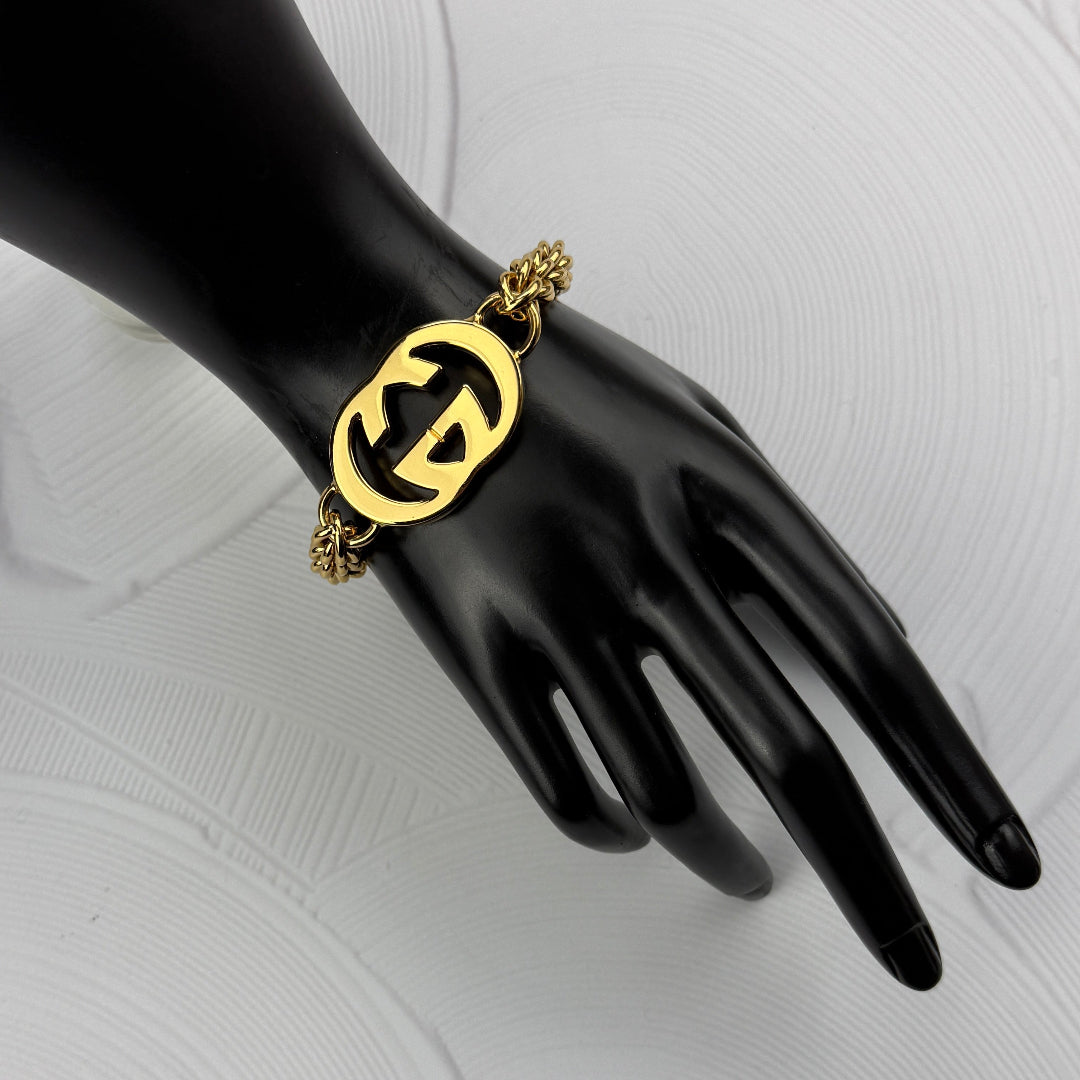 Statement Gold Logo Bracelet