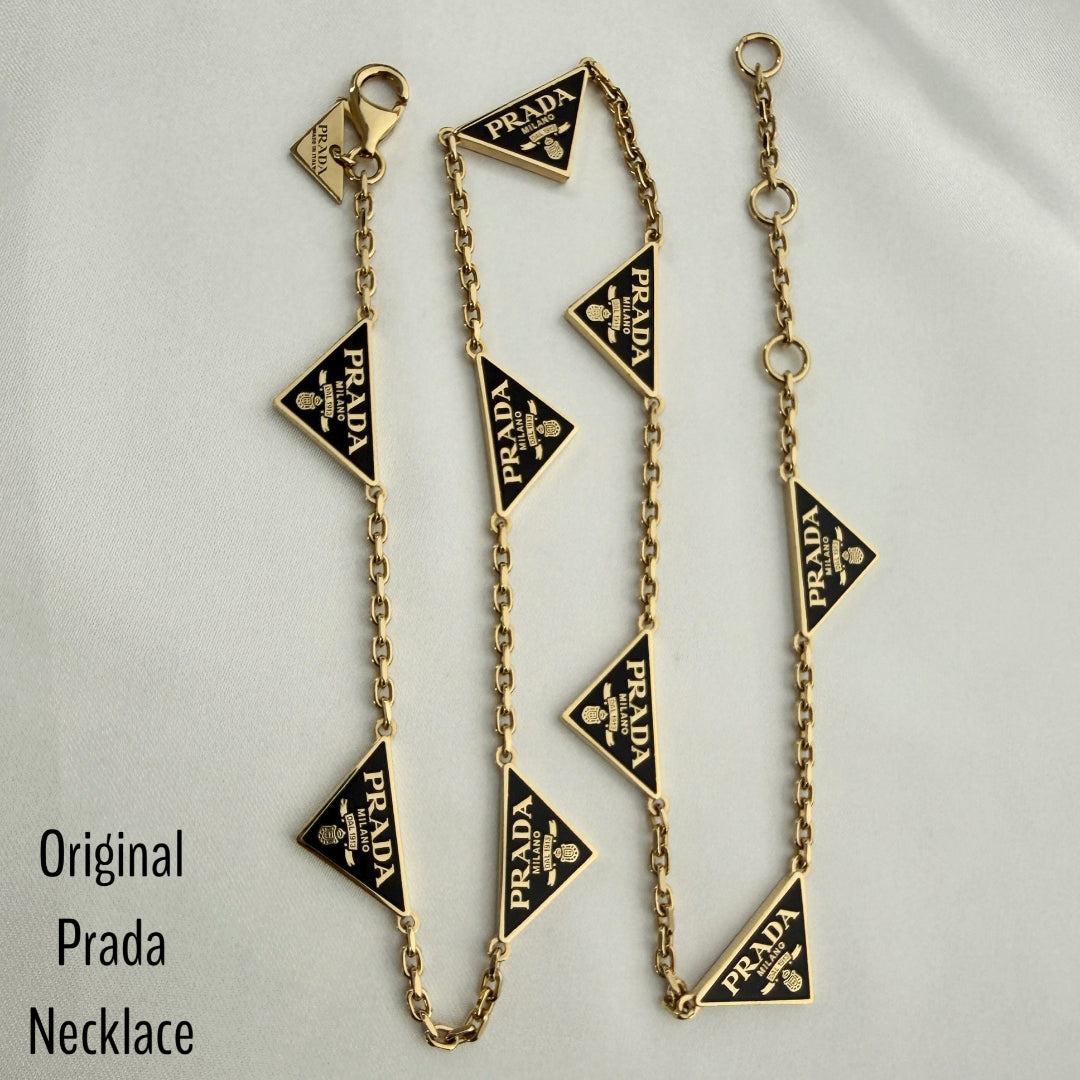 Mini Black & Gold Triangular Logo Choker