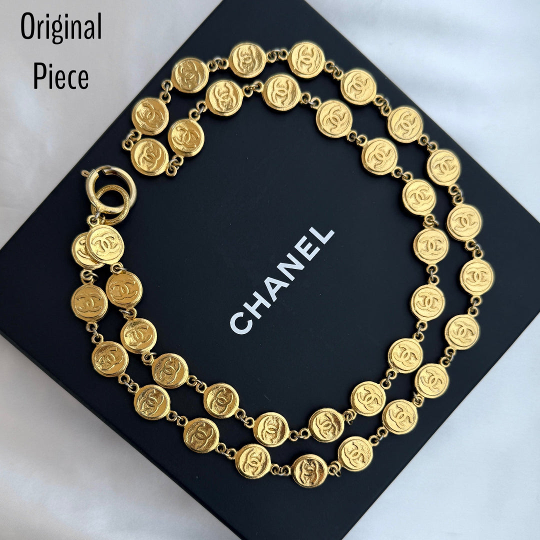 Gold Medallion Brooch with Pearl Drop