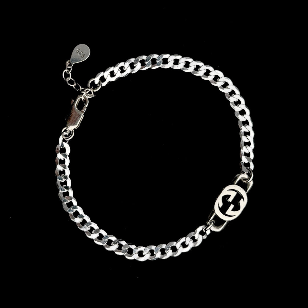 Small Sterling Silver Logo Bracelet