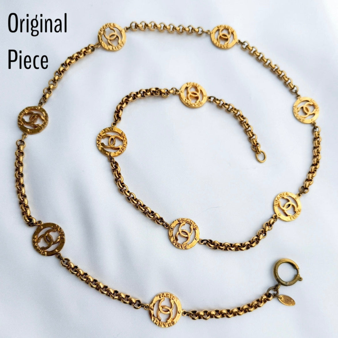 Statement Gold Round Logo Pearl Choker