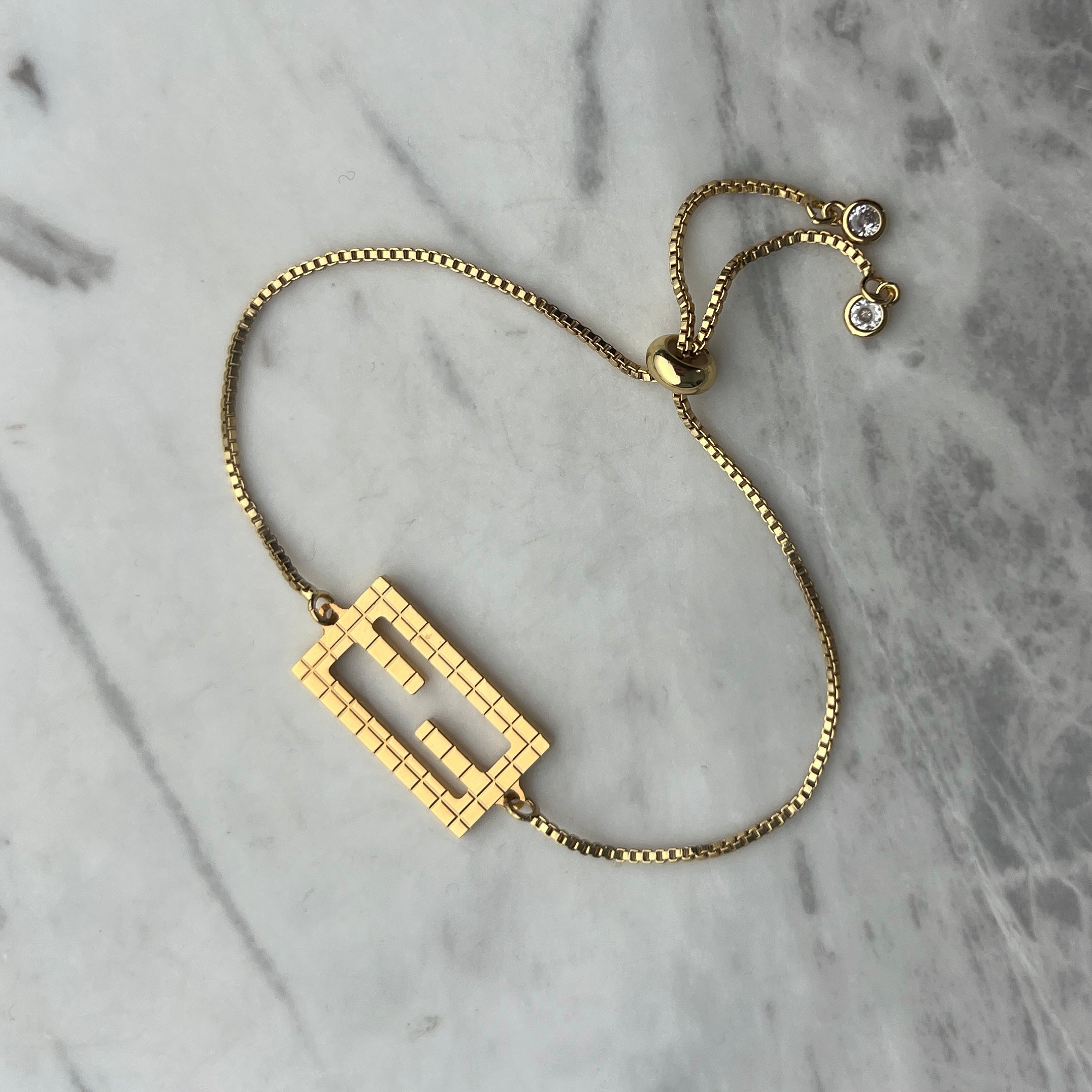 Gold Baguette Box-Chain Bracelet