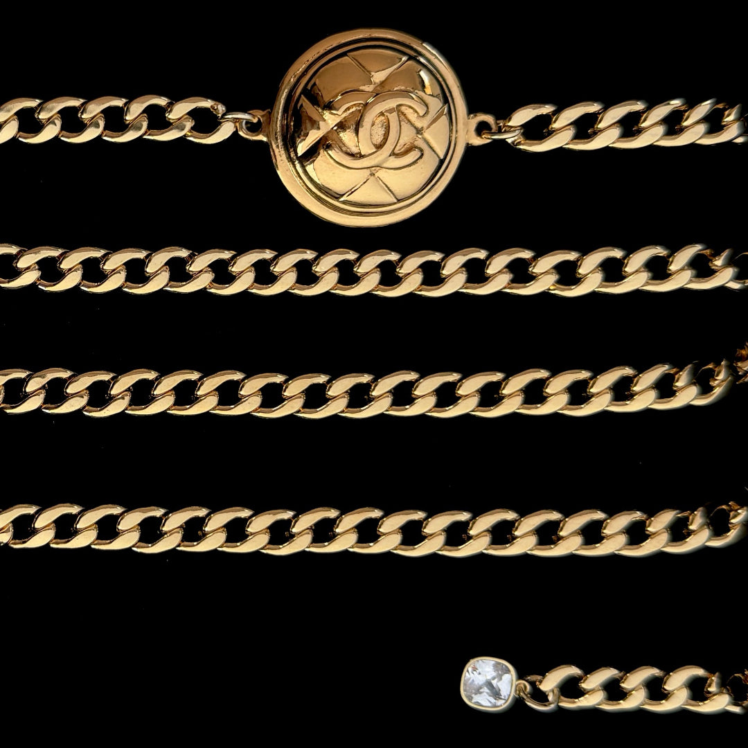 Gold Quilted Link Belt / Necklace