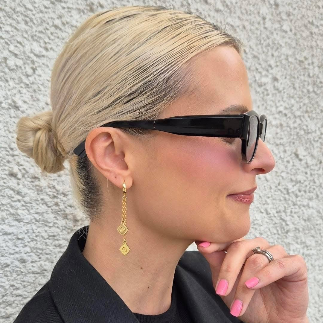 Mini Double Diamond Shaped Logo Earrings