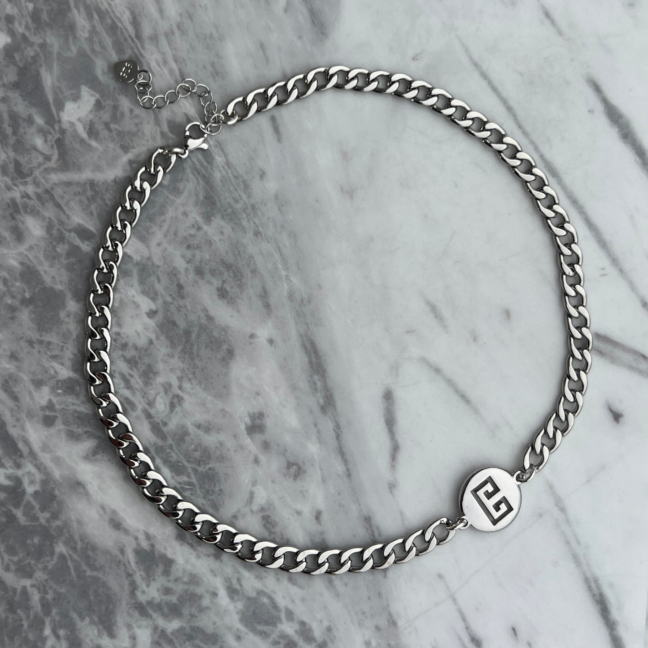 Silver Logo Cuban Choker