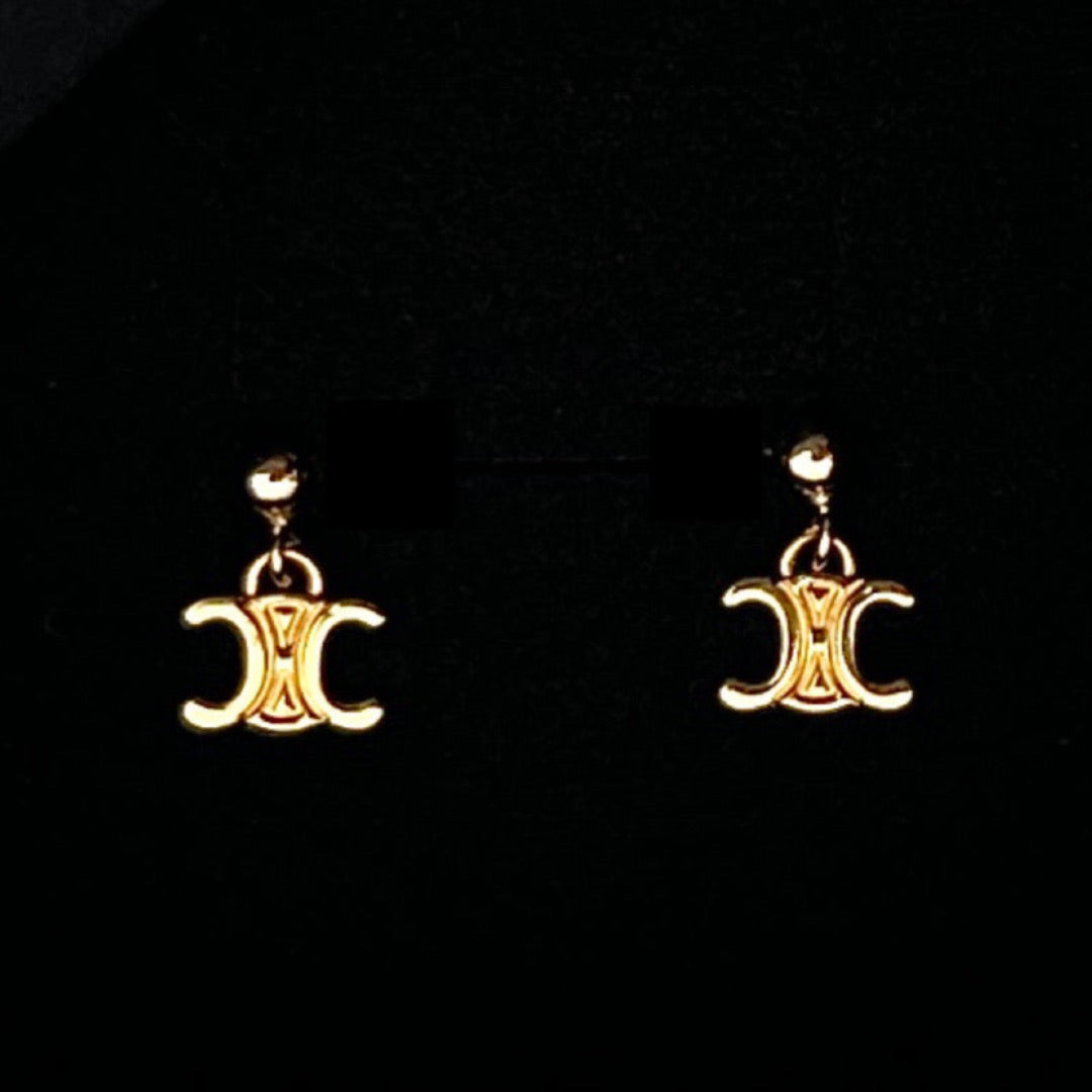 Mini Gold Logo Stud Earrings
