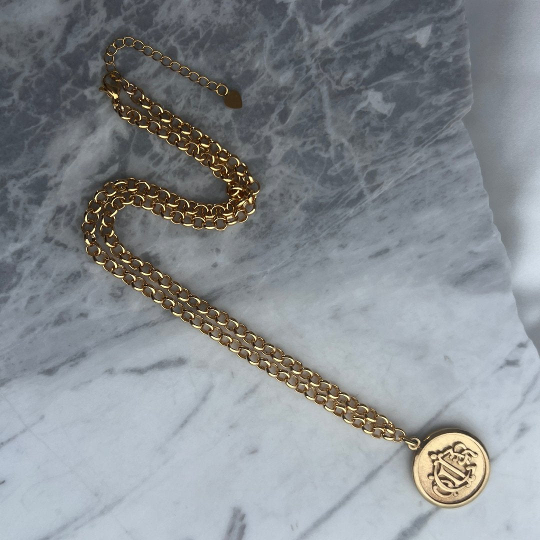 Gold Round Medallion Necklace