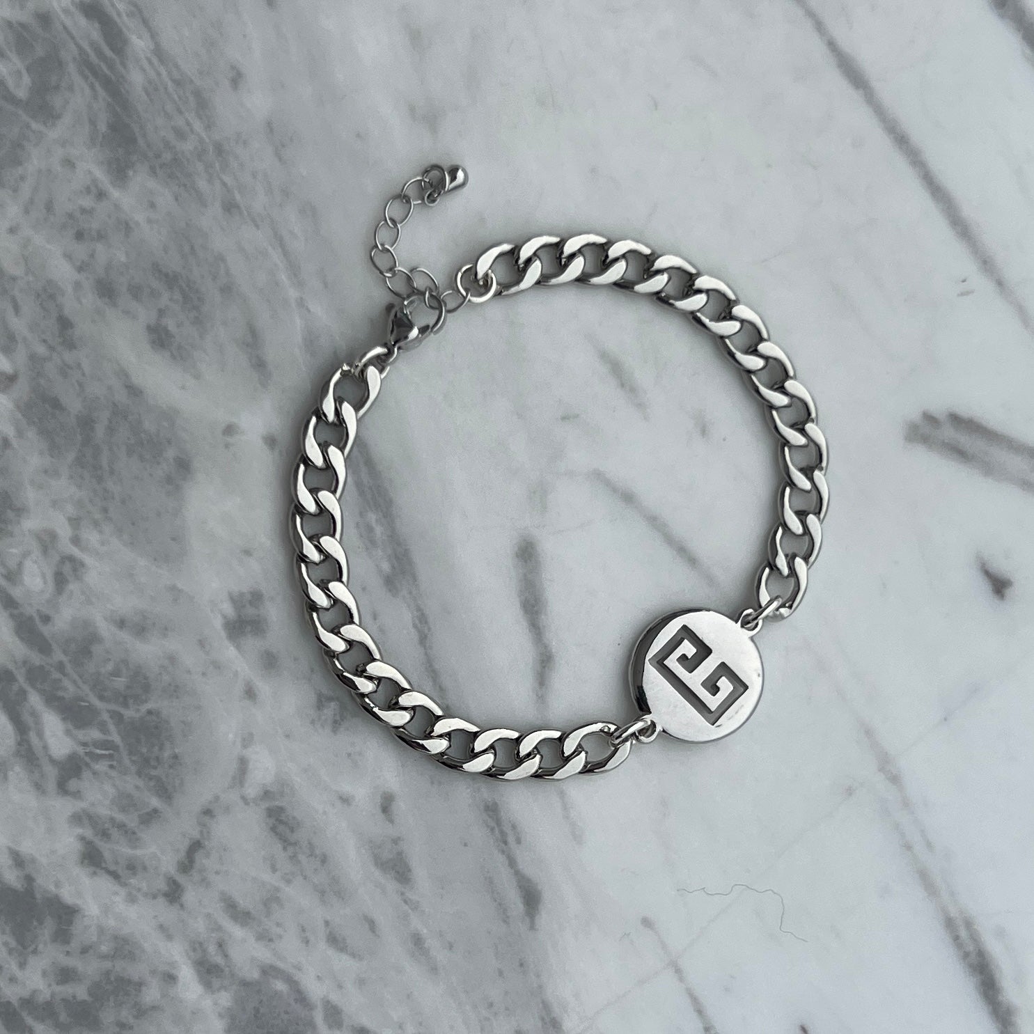 Silver Logo Cuban Bracelet