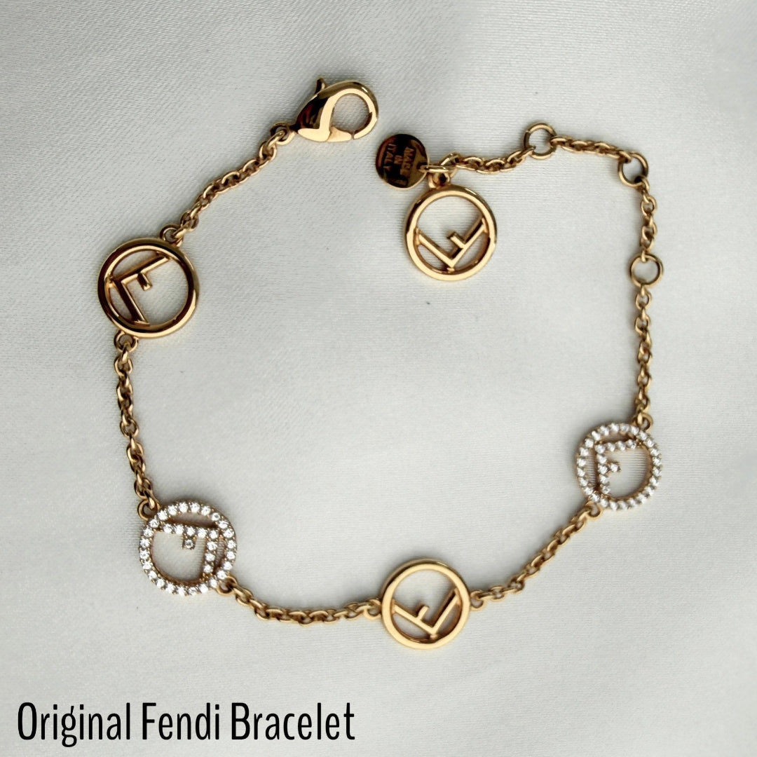 Gold Rhinestone Logo Bracelet