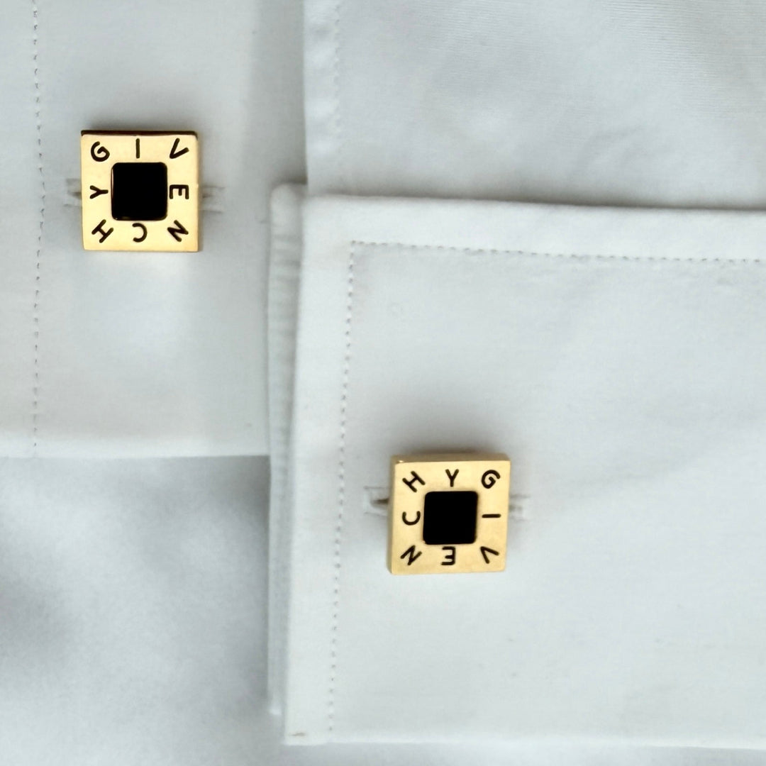 Square Gold & Black Logo Cufflinks
