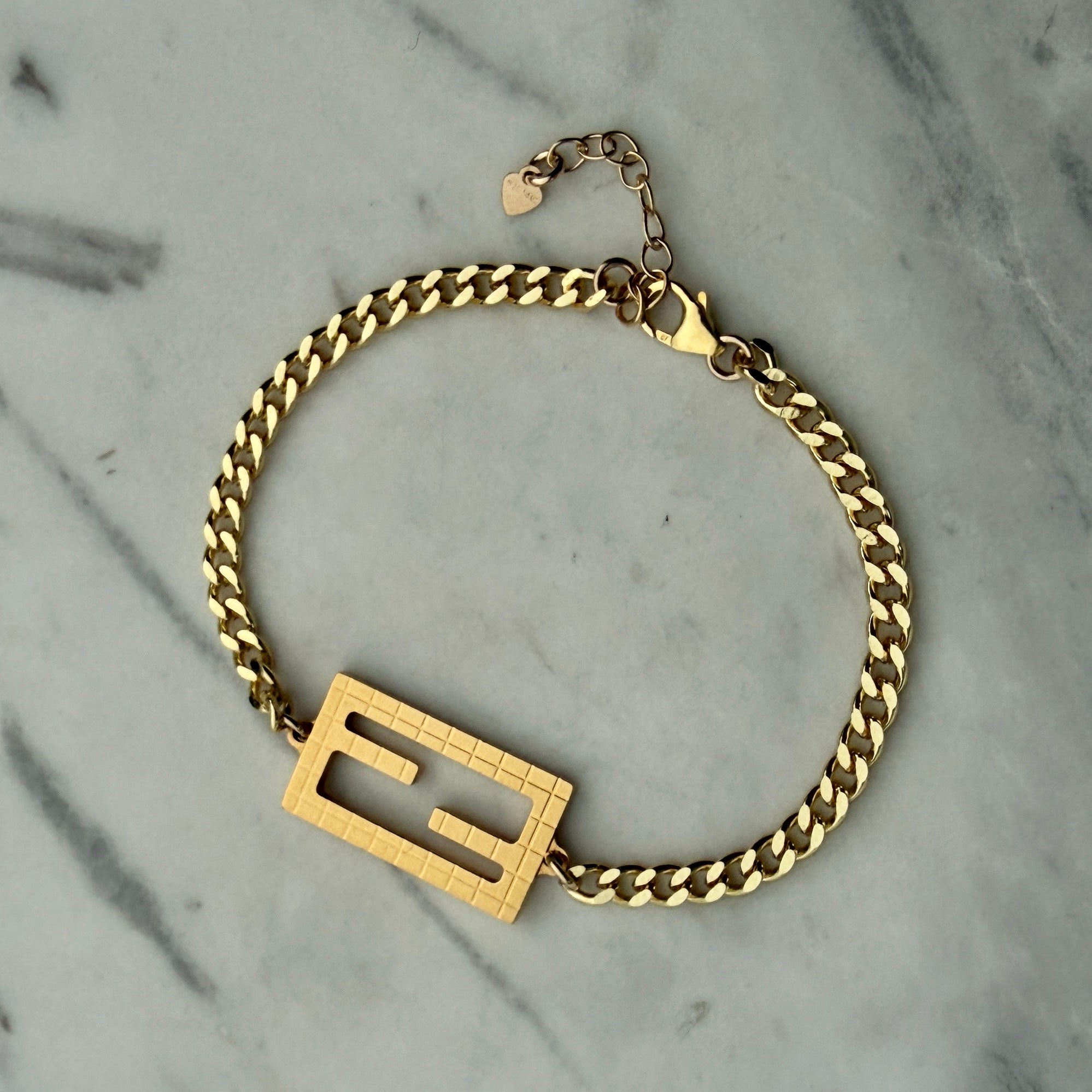 Gold Baguette Fine Cuban Bracelet