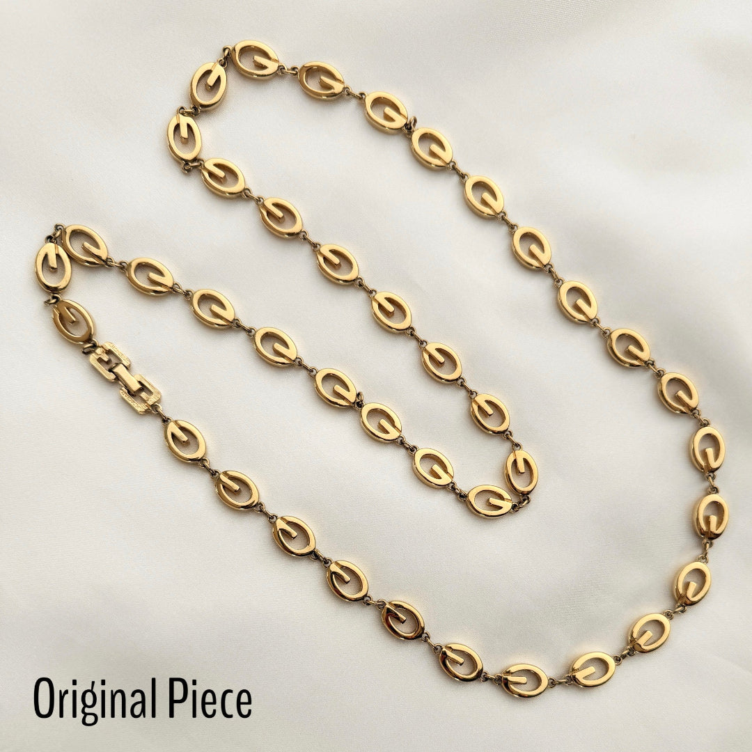 Gold Logo Earrings with Pearl Drop