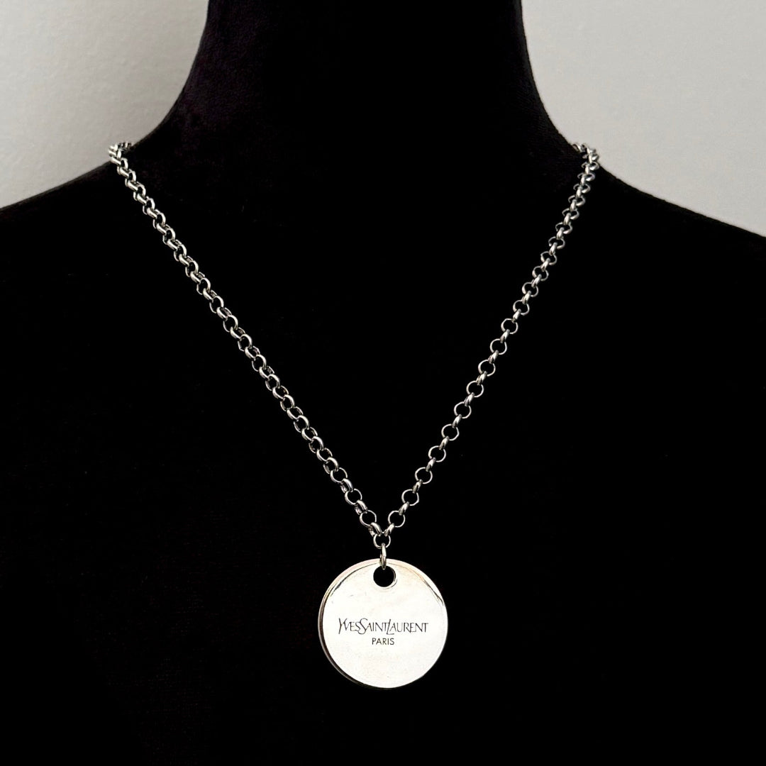 Statement Round Silver Medallion Necklace