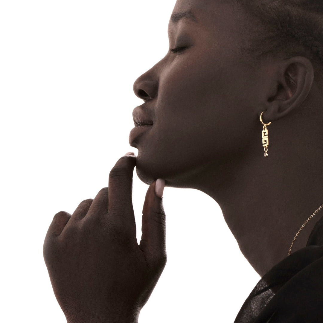 Logo Earrings with Crystal Drops