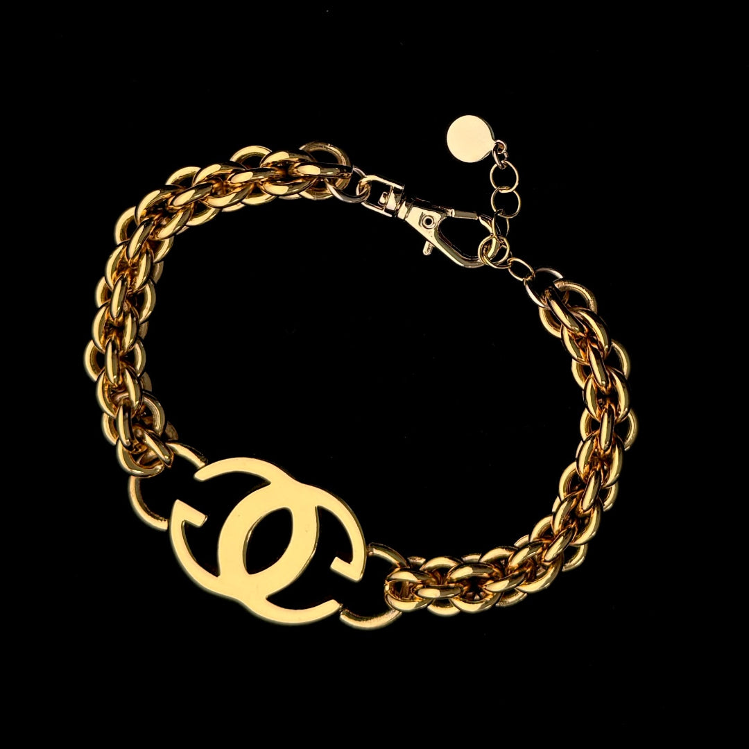 Statement Gold Logo Bracelet