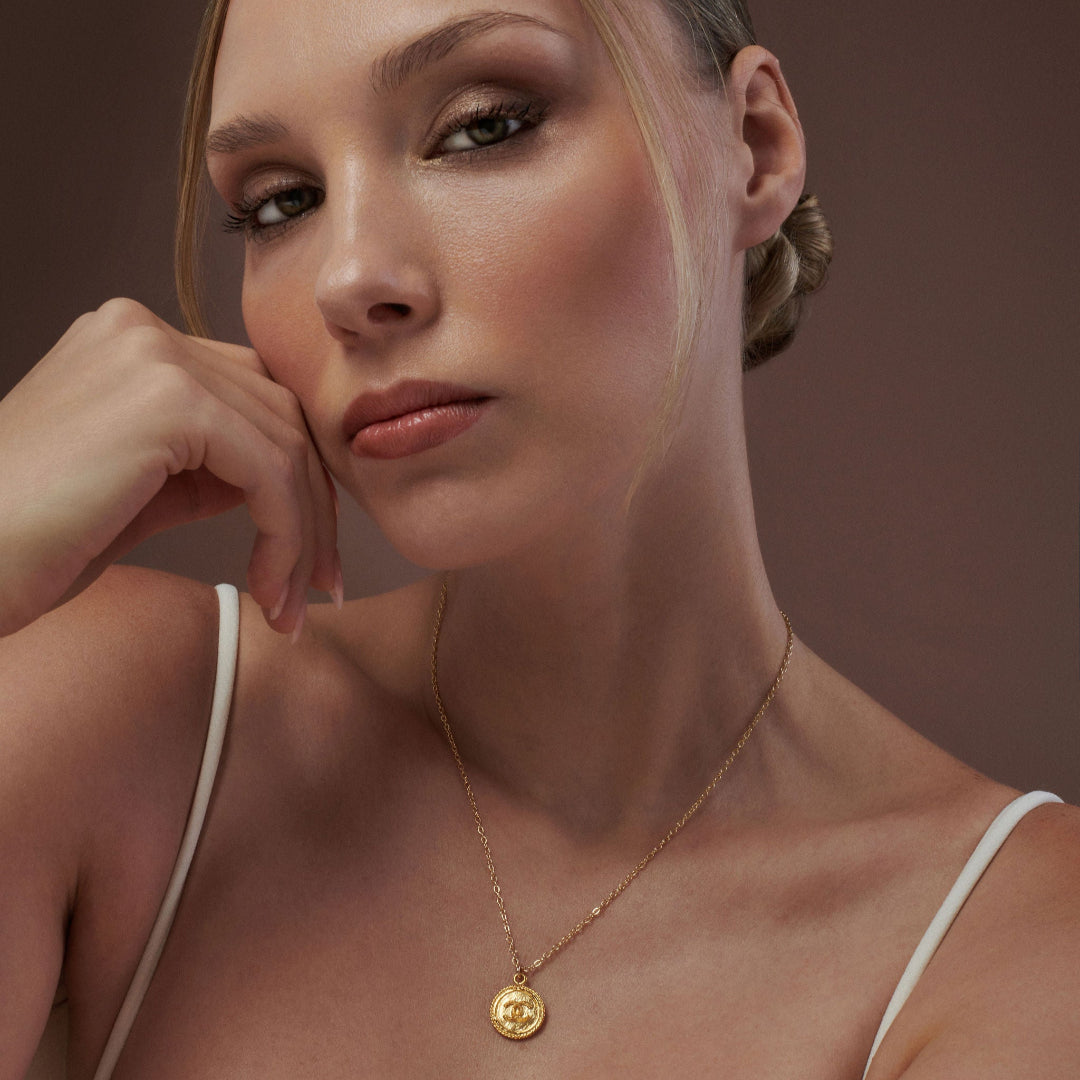 Round Gold Logo Necklace