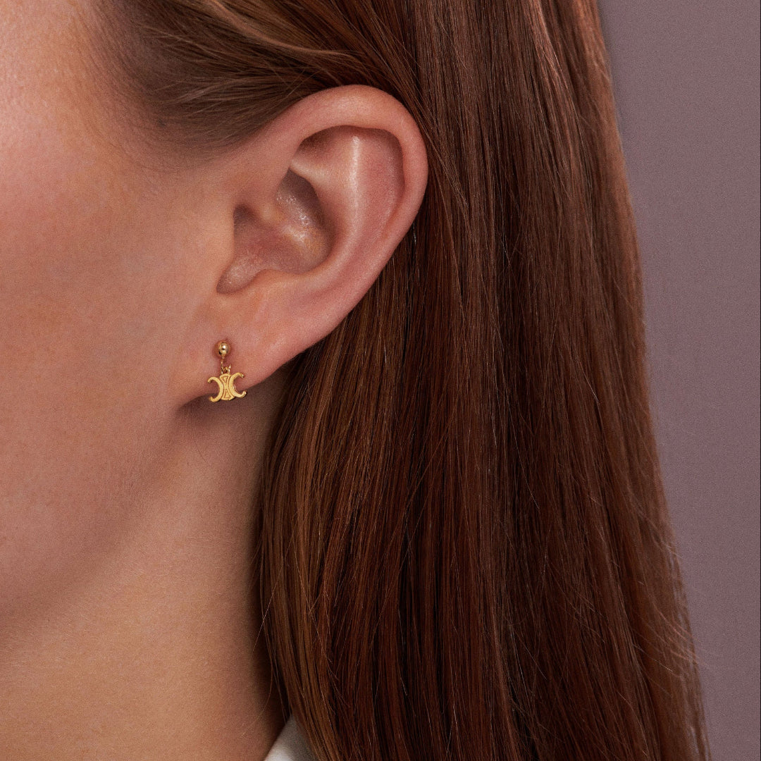 Mini Gold Logo Stud Earrings