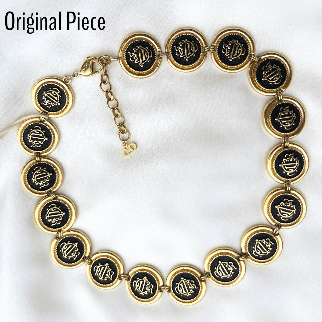 Black & Gold Medallion Cuban Bracelet
