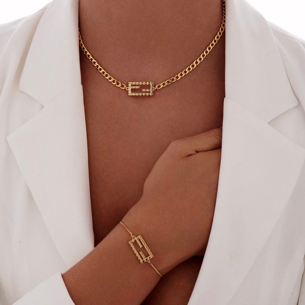 Gold Baguette Box-Chain Bracelet