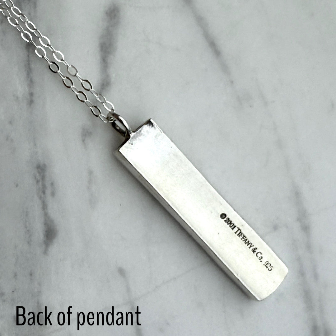 Silver Bar Necklace on Long Ball Chain