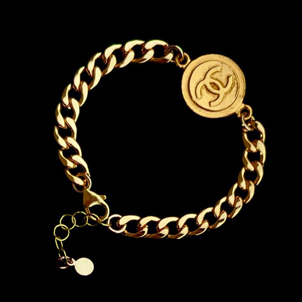 Large Gold Medallion Cuban Bracelet