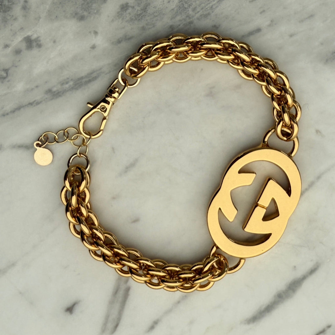 Statement Gold Logo Bracelet