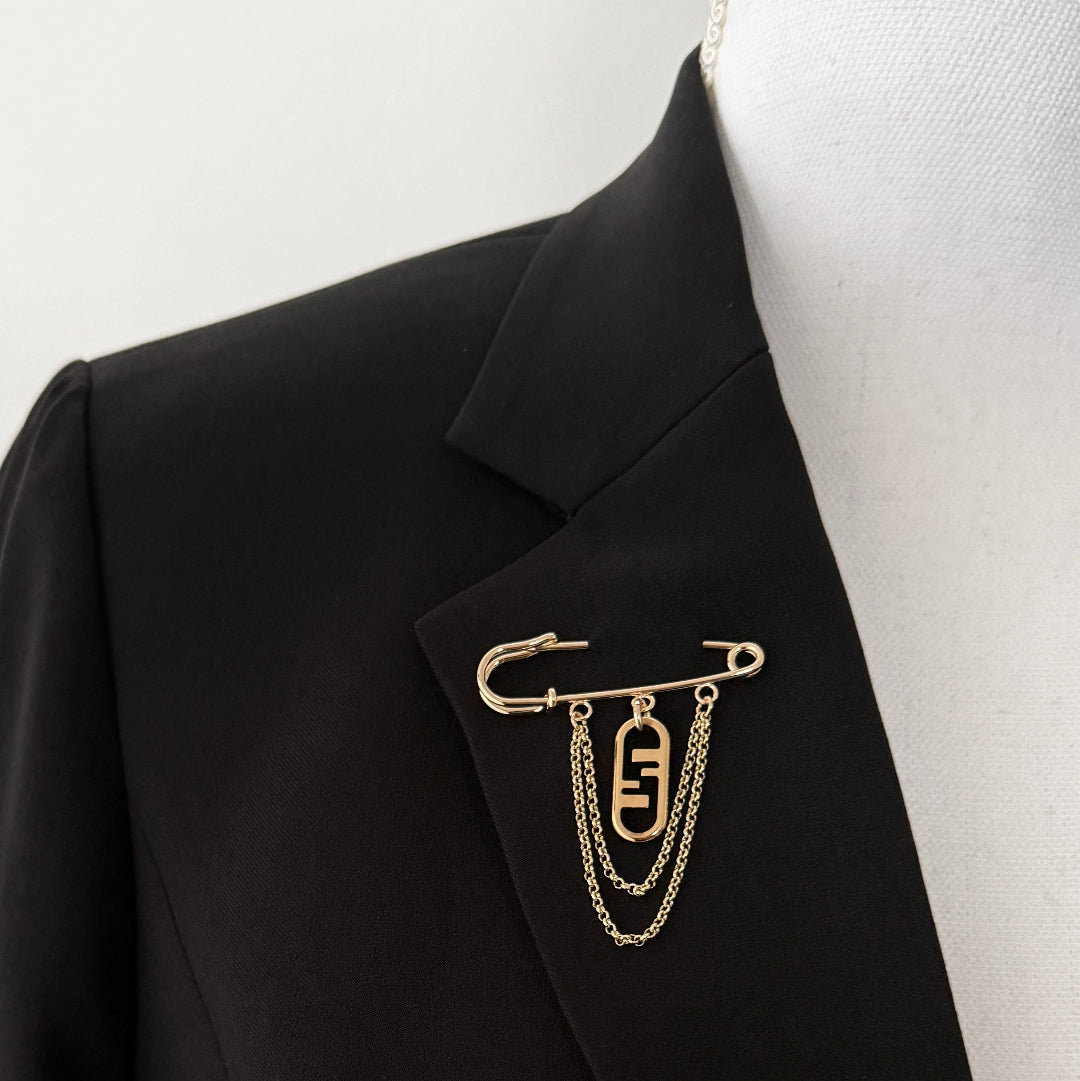 Gold Logo Brooch