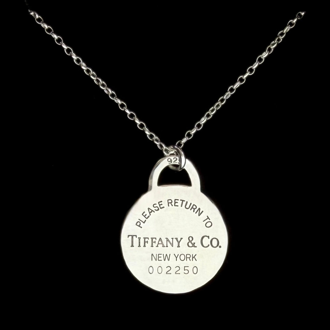 Large Silver Round Charm Necklace