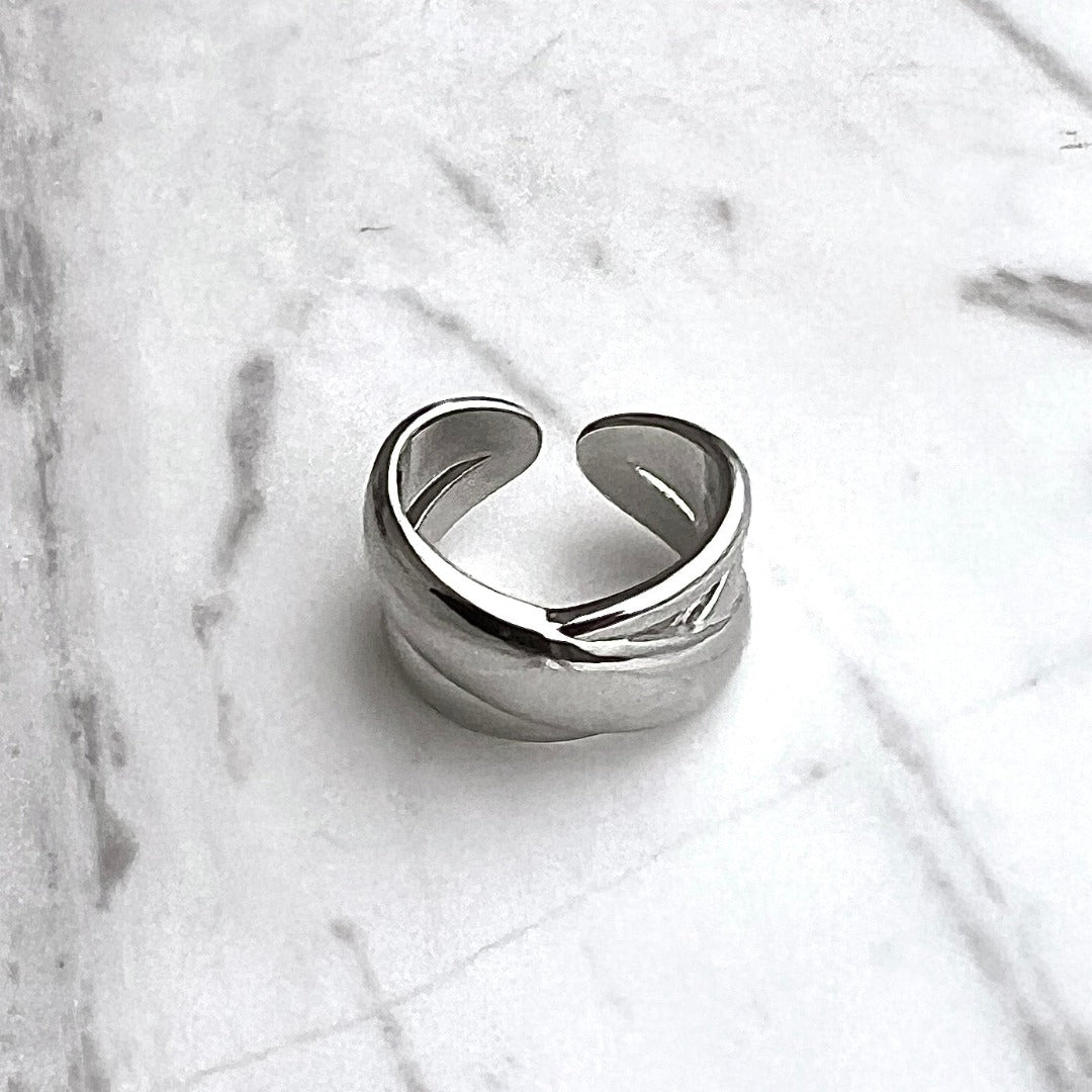 Silver Criss-Cross Statement Ring