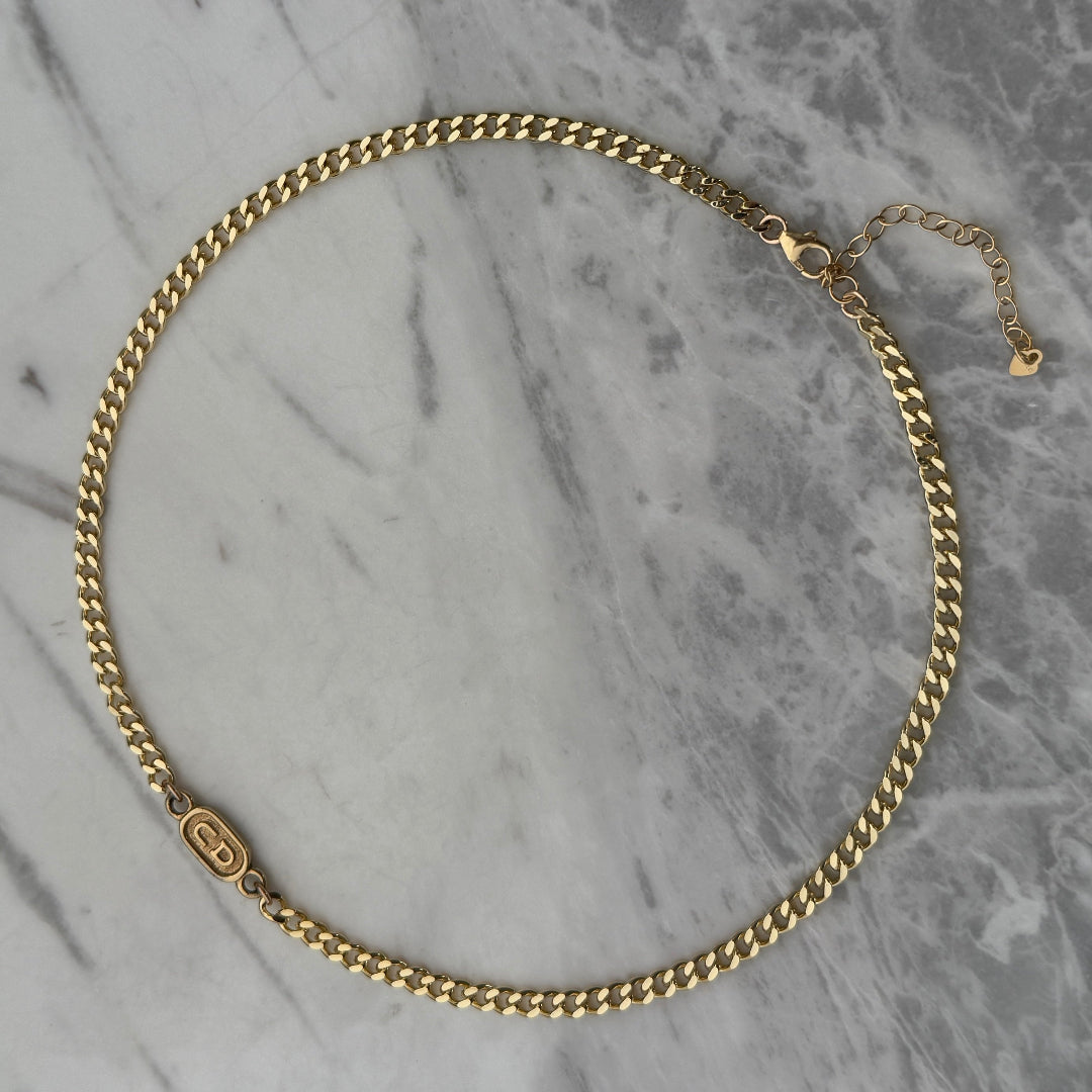 Small Gold Stamped Logo Cuban Choker
