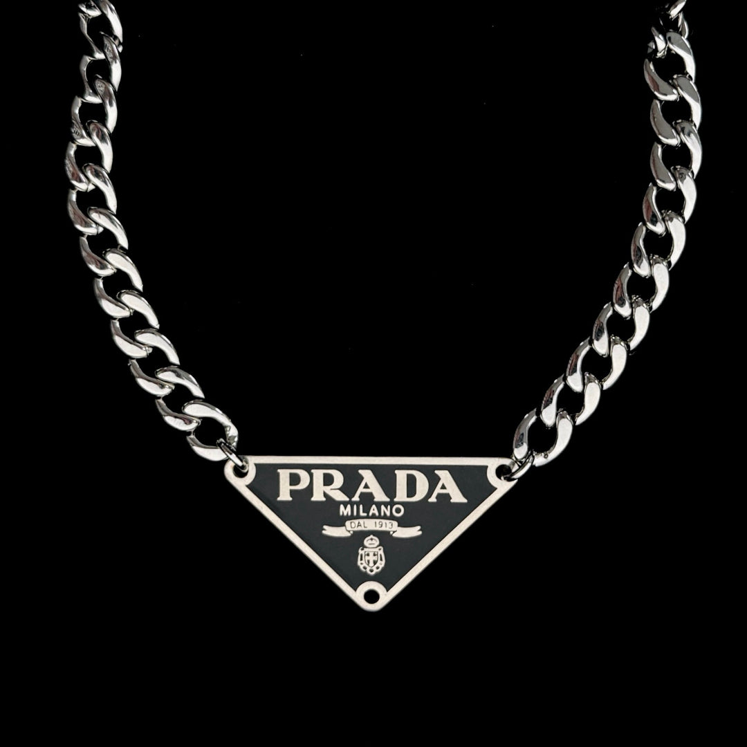 Black & Silver Triangular Logo Choker