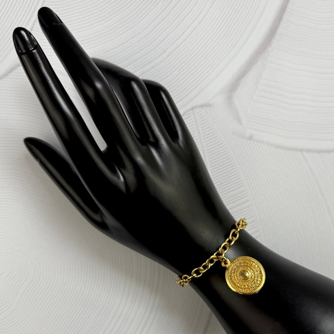 Gold Stamped Medallion Bracelet