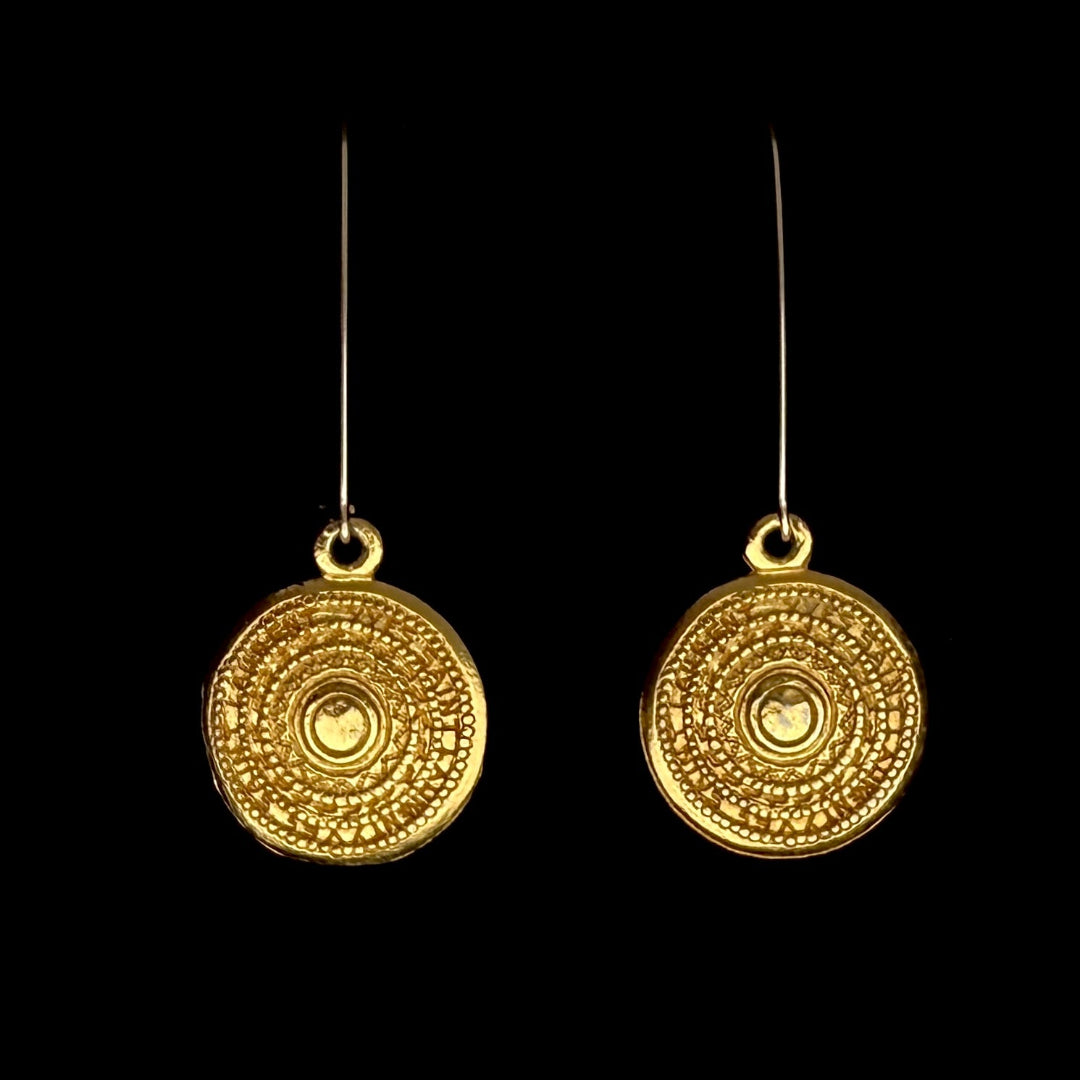 Gold Stamped Medallion Earrings