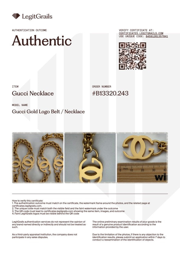 Gold Logo Chain Belt / Statement Necklace