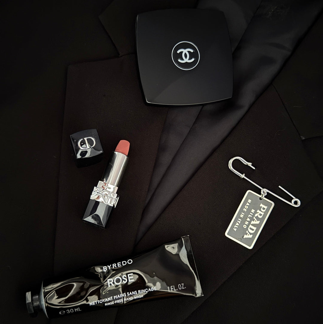 Black & Silver Rectangular Logo Brooch