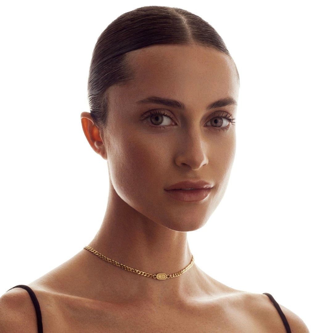 Small Gold Stamped Logo Cuban Choker