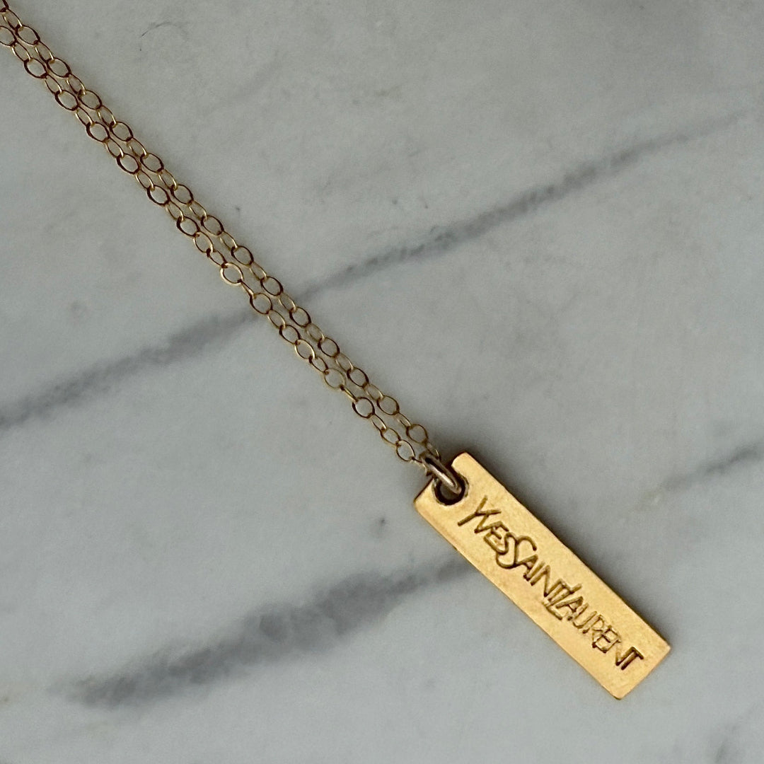 Small Gold Bar Logo Necklace