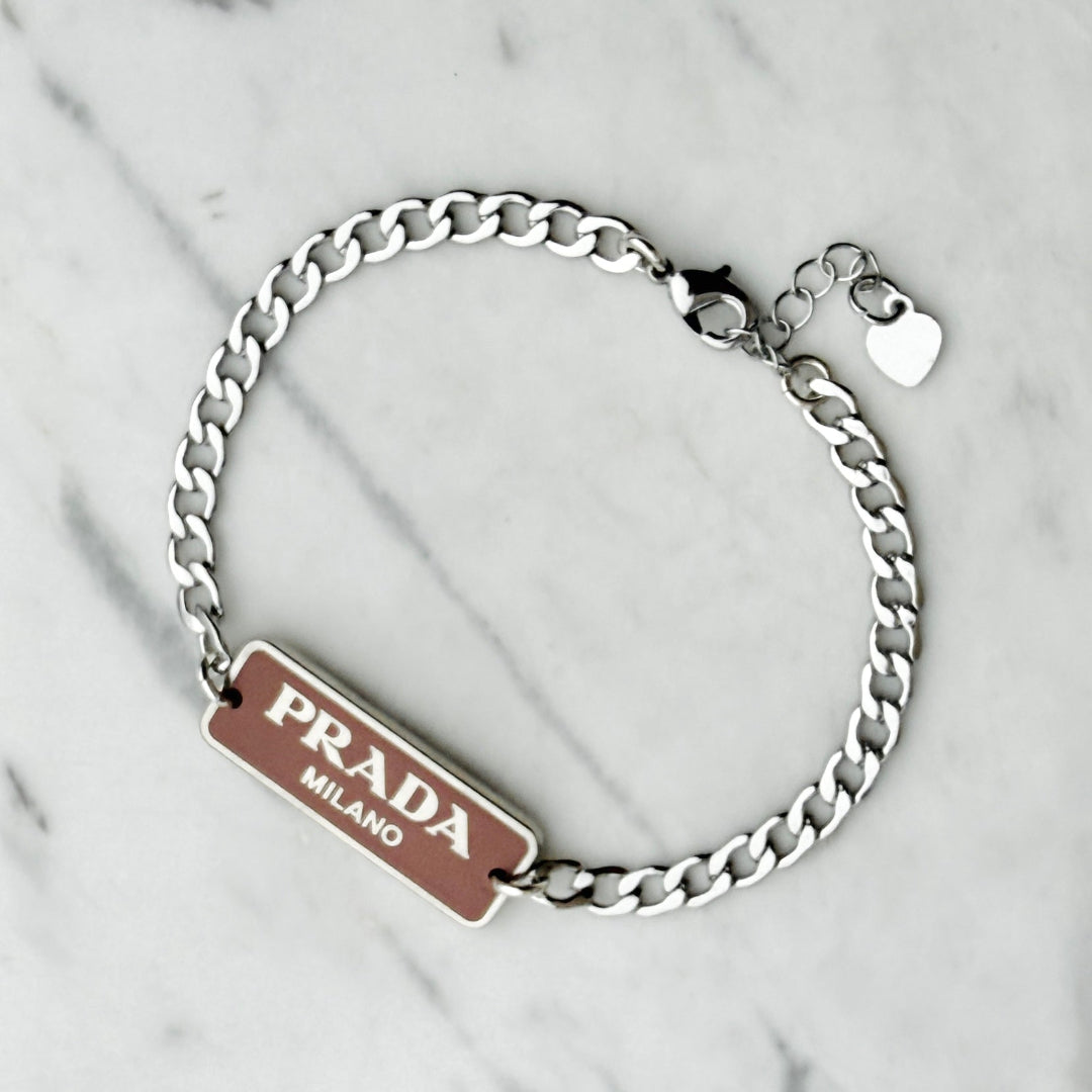 Small Pink & Silver Rectangular Bracelet