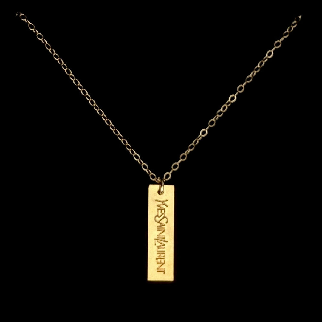 Small Gold Bar Logo Necklace