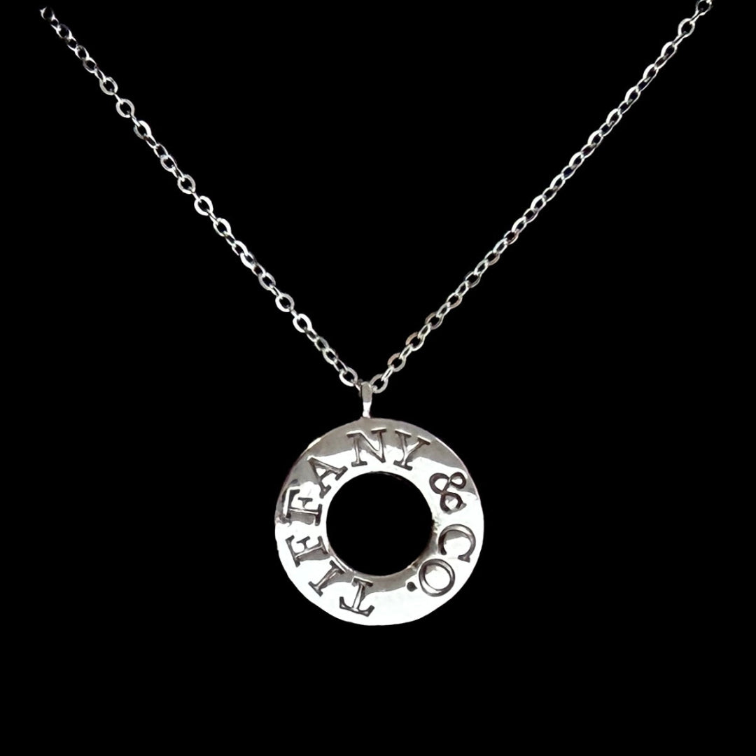 Silver Round Donut Logo Necklace